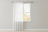 Silver Stars on Sheer Tinted Organza Solid Single Curtain Panel 58 Inch Wide - White