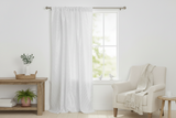 Pintuck Taffeta Cross Stitch Pattern Single Curtain Panel 54 Inch Wide - White