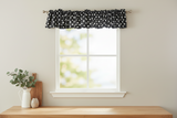 Cotton Window Valance Polka Dots Print 58 Inch Wide - White on Black