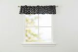 Cotton Window Valance Polka Dots Print 58 Inch Wide - White on Black