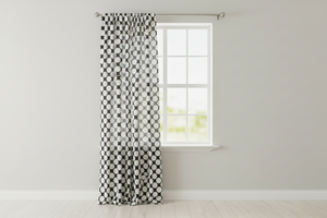 Cotton Curtain Polka Dots Print 58 Inch Wide / Large Dots - White on Black