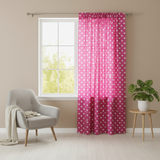Cotton Curtain Polka Dots Print 58 Inch Wide - White on Fuchsia