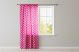 Cotton Curtain Polka Dots Print 58 Inch Wide - White on Fuchsia