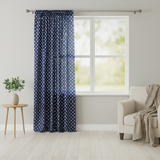 Cotton Curtain Polka Dots Print 58 Inch Wide - White on Navy