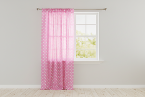 Cotton Curtain Polka Dots Print 58 Inch Wide - White on Pink