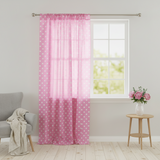 Cotton Curtain Polka Dots Print 58 Inch Wide - White on Pink