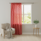 Cotton Curtain Polka Dots Print 58 Inch Wide - White on Red
