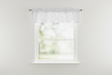 Flocked Damask Window Valance 58" Wide - White on White