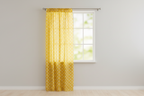 Cotton Curtain Polka Dots Print 58 Inch Wide - White on Yellow