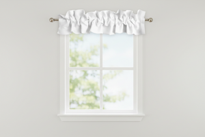 Solid Poplin Curtain Valance Sleeve Topper - White