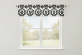 Flocked Damask Window Valance 58" Wide - Black on White