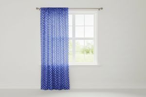 Cotton Curtain Polka Dots Print 58 Inch Wide - White on Royal Blue