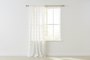 Satin Rosette 3D Pop up Flower Single Curtain Panel 54 Inch Wide - White
