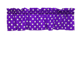Cotton Window Valance Polka Dots Print 58 Inch Wide / White on Purple