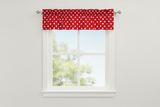 Cotton Window Valance Polka Dots Print 58 Inch Wide - White on Red