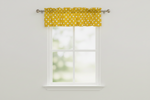 Cotton Window Valance Polka Dots Print 58 Inch Wide - White on Yellow