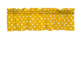 Cotton Window Valance Polka Dots Print 58 Inch Wide / White on Yellow