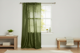Pintuck Taffeta Cross Stitch Pattern Single Curtain Panel 54 Inch Wide - Olive