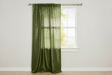 Pintuck Taffeta Cross Stitch Pattern Single Curtain Panel 54 Inch Wide - Olive