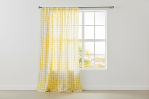 Cotton Gingham Checkered Curtain 58 Inch Wide - Yellow