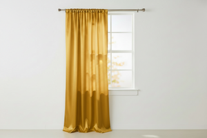 Shiny Satin Solid Single Curtain Panel Drapery 58 Inch Wide - Yellow
