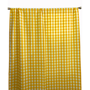 Poplin Gingham Checkered Window Curtain 56 Inch Wide Marigold Yellow