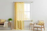 Poplin Gingham Checkered Window Curtain 56 Inch Wide - Yellow
