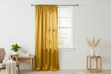 Shiny Satin Solid Single Curtain Panel Drapery 58 Inch Wide - Yellow