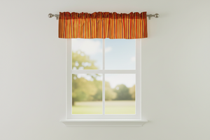 Cotton Window Valance Stripe Print 58 Inch Wide / Multi Stripes - Yellow Red