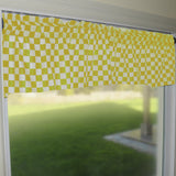 Cotton Window Valance Checkered Print 58" Wide Racecar 1 Inch Checkerboard - Yellow