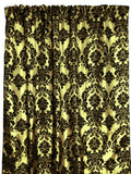 Flocking Damask Taffeta Window Curtain 56 Inch Wide - Yellow