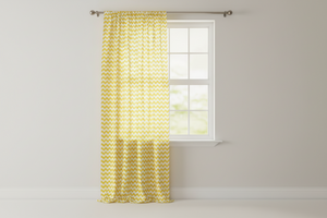 Cotton Curtain Zig-zag Chevron Print 58 Inch Wide - Yellow