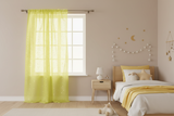 Silver Stars on Sheer Tinted Organza Solid Single Curtain Panel 58 Inch Wide - Yellow