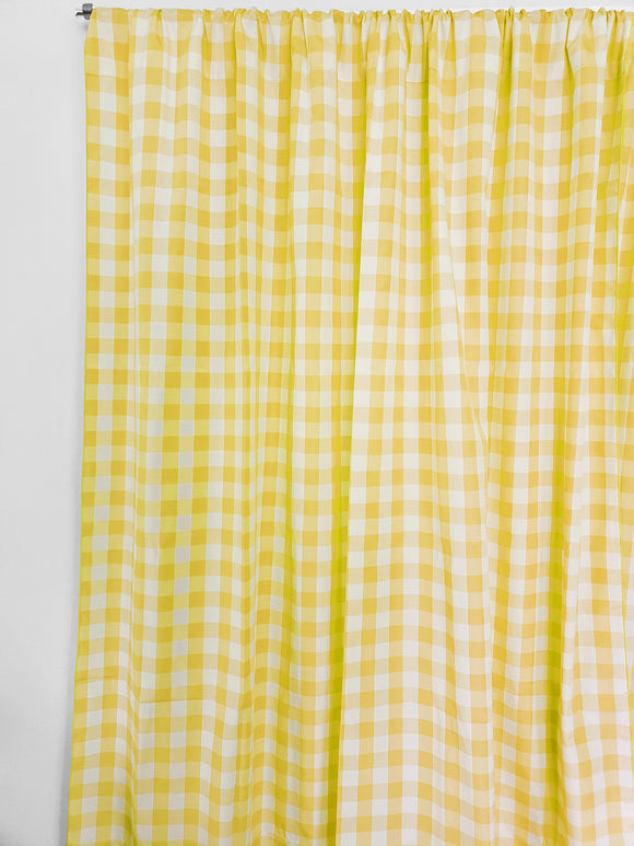 Cotton Gingham Checkered Curtain Yellow 58 Inch Wide