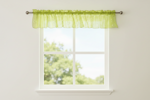 Silver Stars on Sheer Organza Tinted Window Valance 58" Wide - Yellow
