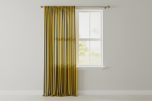 Cotton Curtain Stripe Print 58 Inch Wide / 1 Inch Stripe - Yellow and Black