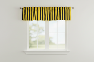 Cotton Window Valance Stripe Print 58 Inch Wide / 1 Inch Stripe - Yellow and Black
