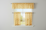 Cotton Gingham Checkered 3 Piece Window Valance Curtain Set (16 Colors)
