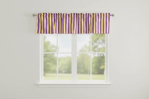 Cotton Window Valance Stripe Print 58 Inch Wide / 1 Inch Stripe - Yellow and Purple