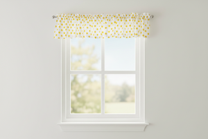 Cotton Window Valance Polka Dots Print 58 Inch Wide - Yellow on White