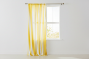 Cotton Curtain Stripe Print 58 Inch Wide / 1 Inch Stripe - Yellow and White