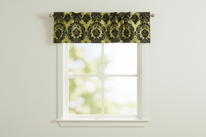 Flocked Damask Window Valance 58" Wide - Yellow