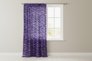 Cotton Curtain Animal Print Zebra Stripes 58 Inch Wide - Purple