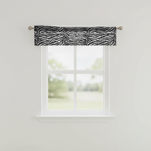 Cotton Window Valance Animal Print 58 Inch Wide Zebra Stripes - Black