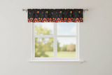 Cotton Window Valance Fruits Print 58 Inch Wide Falling Apples and Cherries - Black