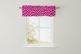 Cotton Window Valance Polka Dots Print 58 Inch Wide / Large Dots - Fuchsia on White
