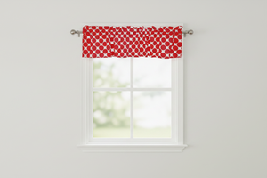 Cotton Window Valance Polka Dots Print 58 Inch Wide / Large Dots - Red on White