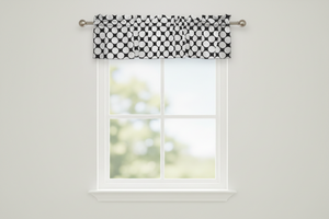 Cotton Window Valance Polka Dots Print 58 Inch Wide / Large Dots - White on Black