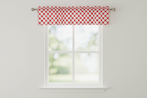 Cotton Window Valance Polka Dots Print 58 Inch Wide / Large Dots - White on Red