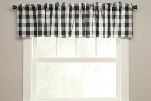 Poplin Buffalo Checkered Window Valance 58" Wide - Black and White
